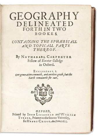 Carpenter, Nathanael (1589-1628?) Geography Delineated forth in Two Bookes.